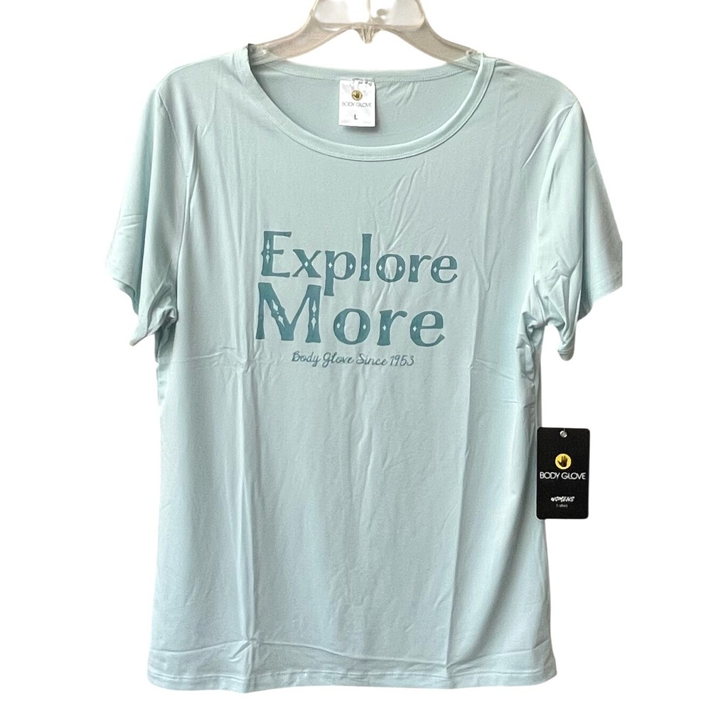 Body Glove Explore More Graphic Short Sleeve T Shirt Womens Large Aqua Coastal